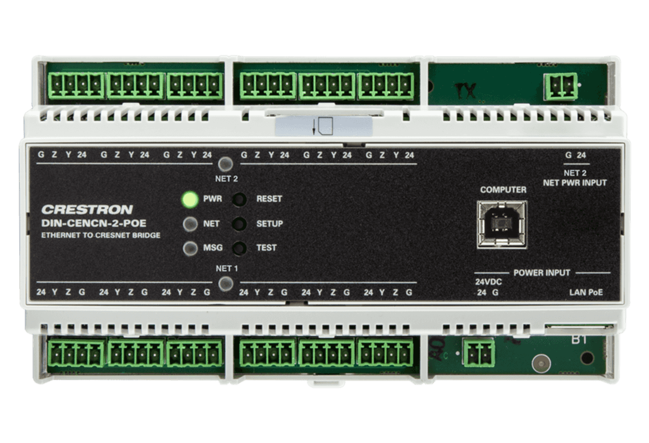 Crestron DIN-CENCN-2-POE in Light Gray, Ethernet-to-Cresnet® Bridge with PoE