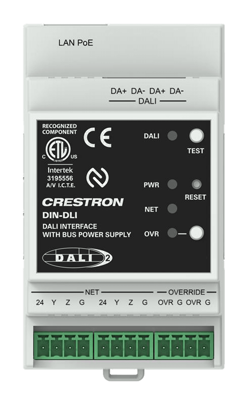 Crestron DIN-DLI in Light Gray, DALI® Interface, DIN Rail