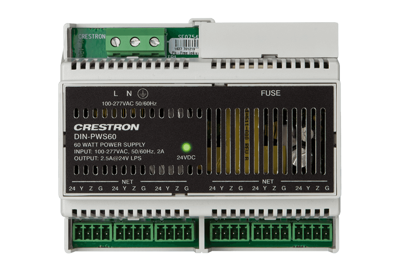 Crestron DIN-PWS60 in Light Gray, 60 W Cresnet® Power Supply, DIN Rail