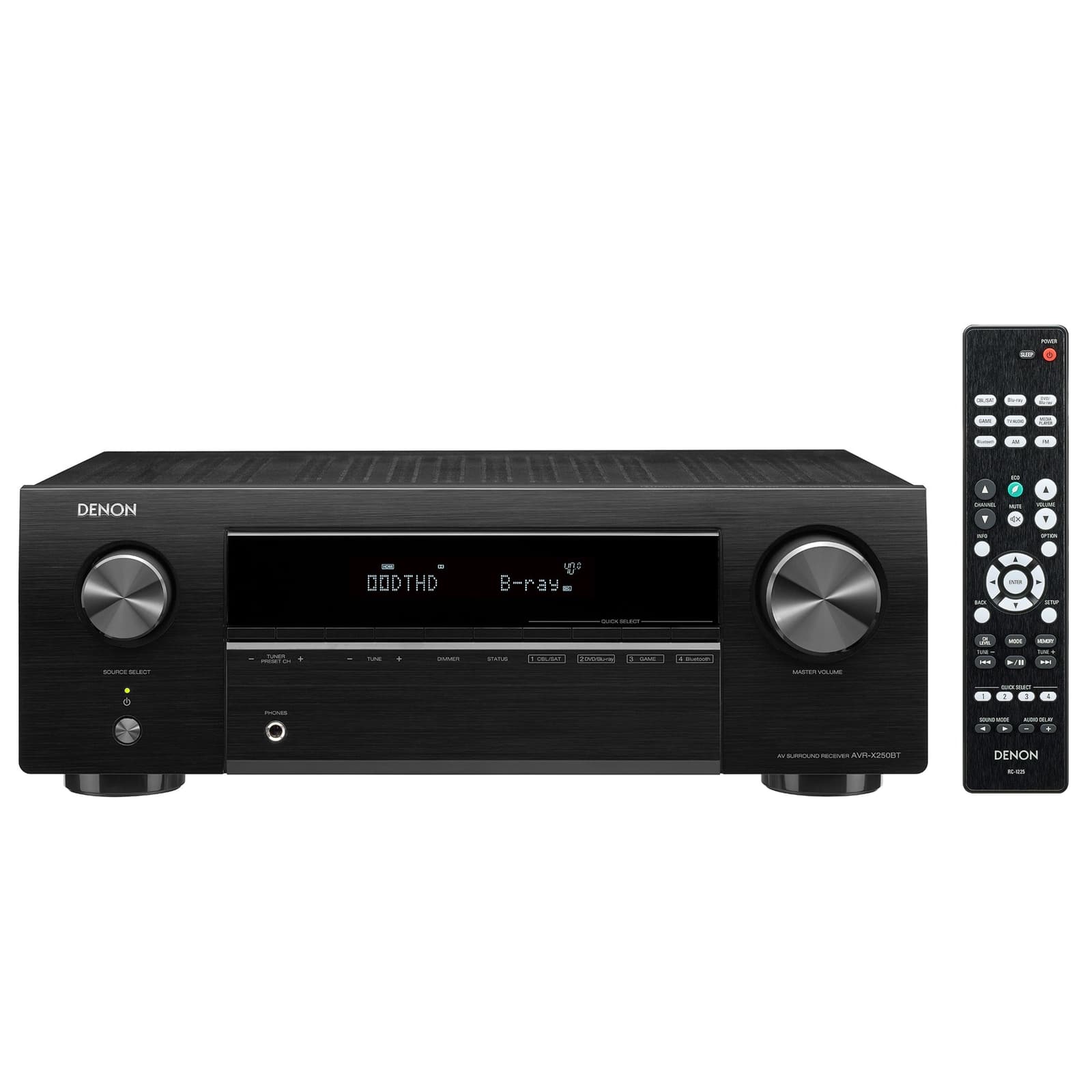 Denon AVR-X250BT in Black, 5.1 Channel 4K AV Receiver, Bluetooth