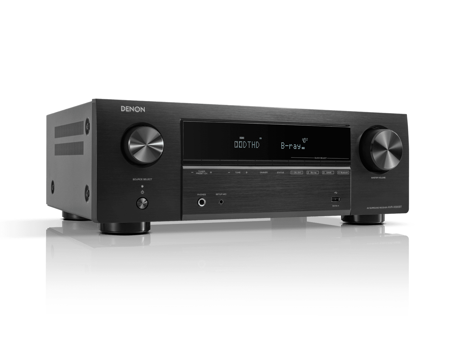 Denon AVR-X580BT in Black, 5.2 Channel 8K AV Receiver, Bluetooth
